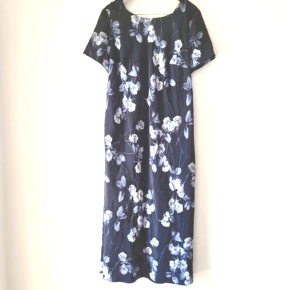 2X Blue Floral Lace Up Front Dress - Picture 2 of 2
